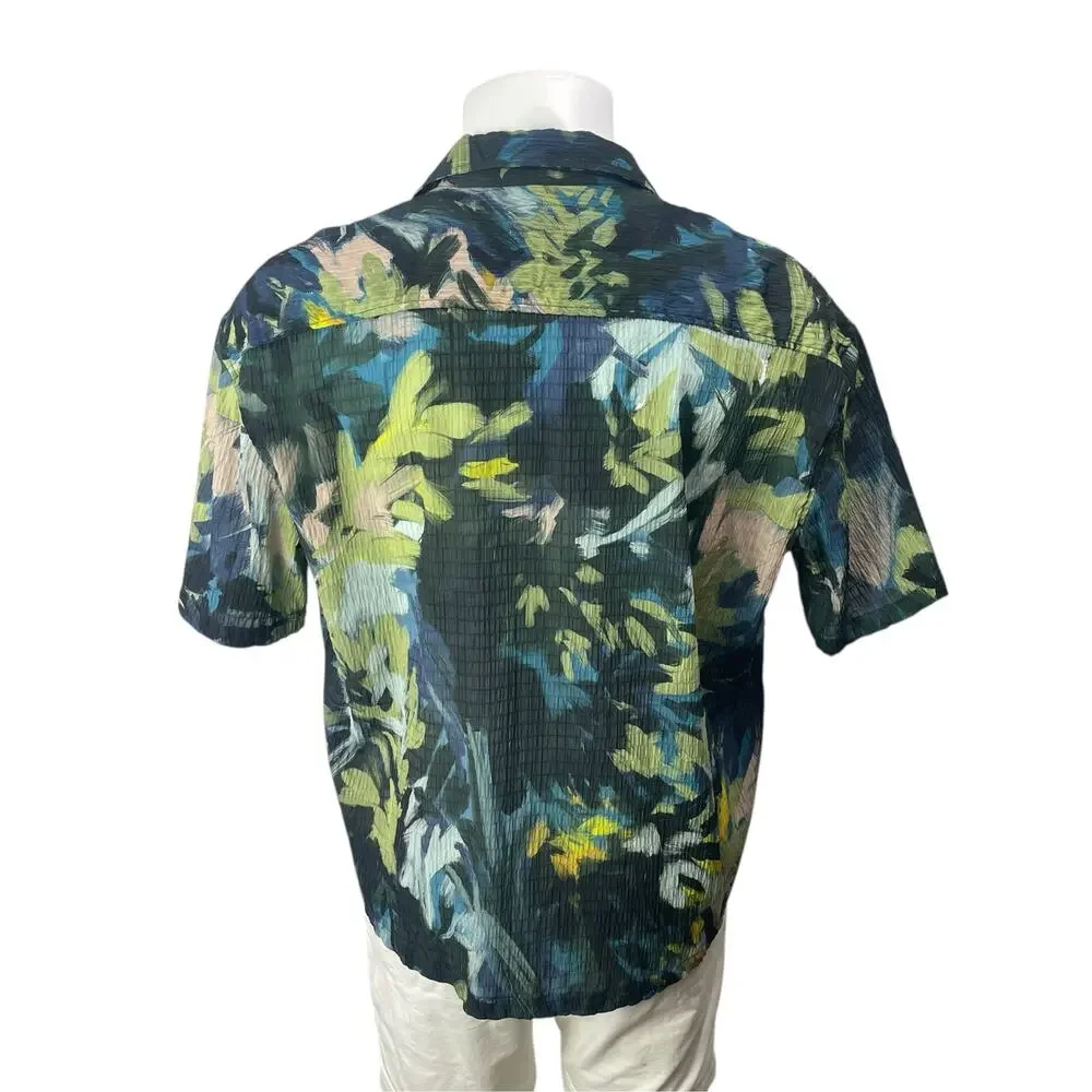 Zara Men's Multicolor Floral Tropical Short Sleeve Button Down Shirt Top Size S